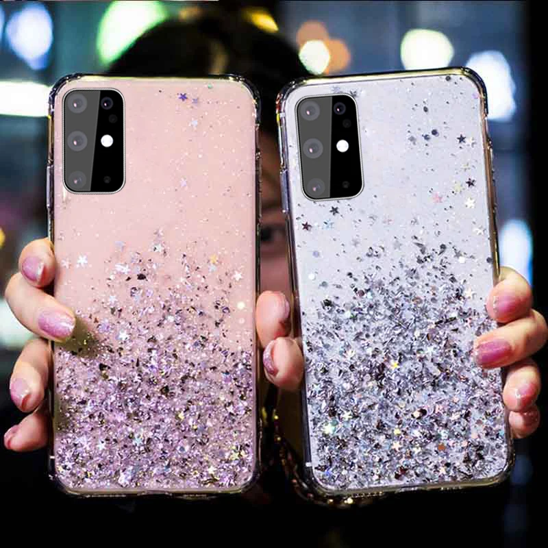

10pcs Glitter Star Case For Samsung S20 A51 A71 A21S A81 A91 A70 A50 A20 A30 A20E A750 Note 20 10 9 8 S10 S9 S8 S10 Lite Cover