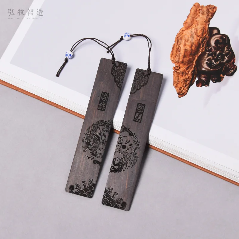

Черное дерево, Закладка Longfeng Chengxiang, резная деревянная Закладка, ретро креативная бамбуковая палочка в китайском стиле