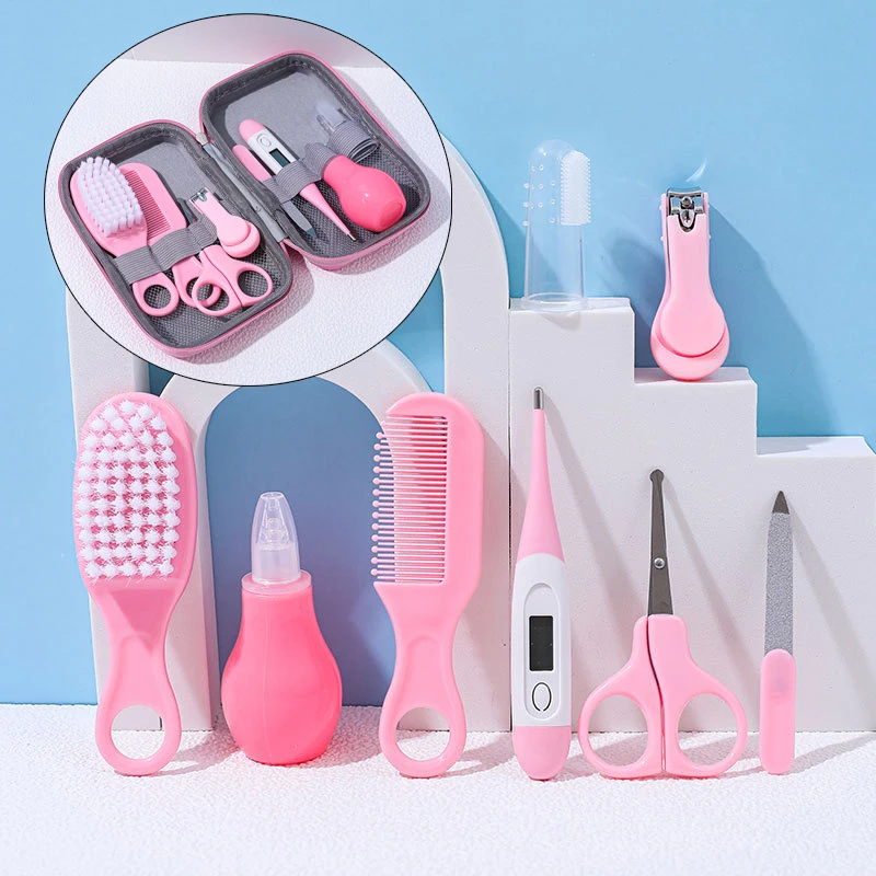 Baby Health Care Newborn Baby Nail Hair Thermometer Grooming Brush Kit Care Essentials Newborn Material Safety 8 pcs/Set nail care kit