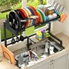 Over The Sink Dish Drying Rack (Adjustable Height/Length) Snap-On Design 2 Tier Large Dish Drainer Kitchen Organization 1