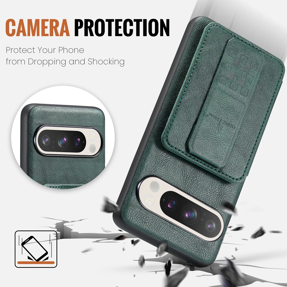 Magnetic Leather Wallet Phone Case with Strap and Card Holder
