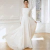 Modest Wedding Dresses Chiffon Bridal Gowns Long Puff Sleeves Elegant Robes For Formal Party Vestidos De Novia Customized 2025 3