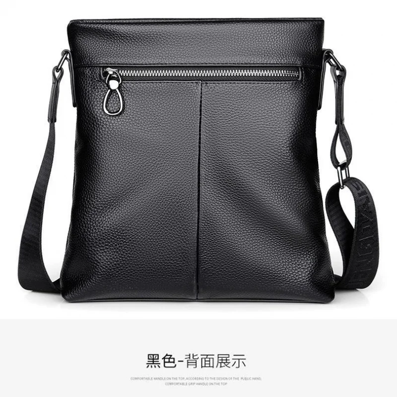 Top Quality First Layer Cowhide Men's Casual Leather Sling Bag for Business Use