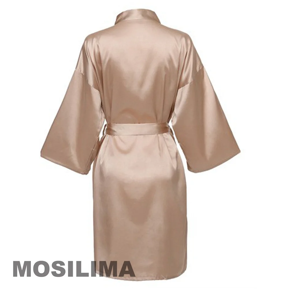 Bride Robe Kimono Satin Pajamas Bridesmaid Bathrobe with Black Letters bride robes