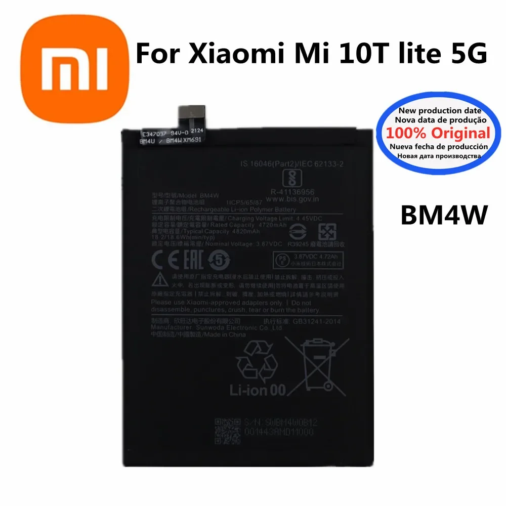 

Высококачественный Xiao Mi 100% оригинальный аккумулятор BM4W для Xiaomi Mi 10T lite 5G 4820 мАч аккумулятор для телефона аккумулятор + Инструменты