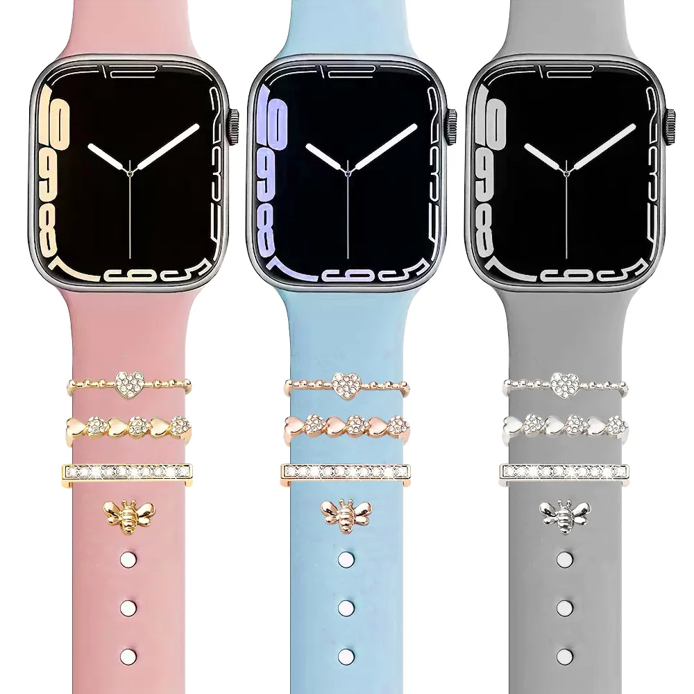 Stylish Bee and Heart-Themed Watchband Accessory Set