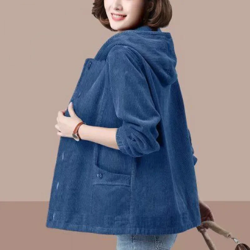 겨울 가을 코듀로이 재킷, 여성 의류, 트렌디 탑, 플러스 사이즈, 어머니 복장