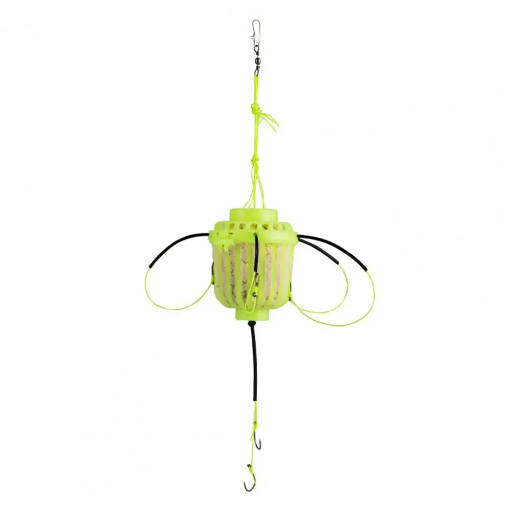 Fluorescence Fishing Lure Cages Trap Fishing Bait Baskets Feeder with 7 Hooks Fishing Cage Trap Carp Spherical Explosion Hooks