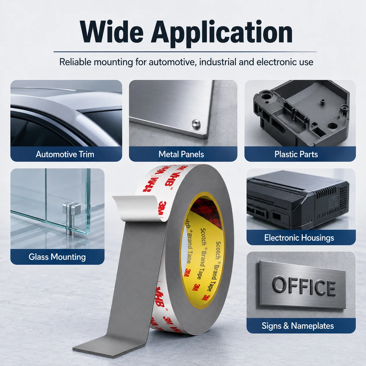 High-Strength Gray Acrylic Foam Double Sided Mounting Tape, 1.1mm Thick, Ideal for Automotive, Electronics, and Metal Applications