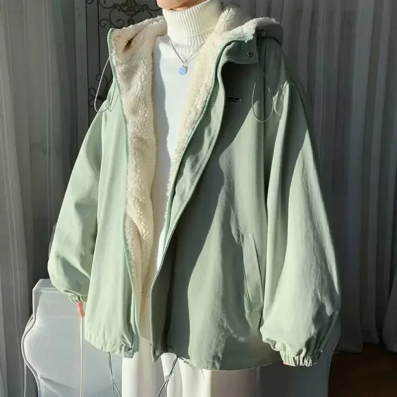 

Quilted Padded Thick Padding Jackets for Women Hoodie Green Plush Zip-up Woman Coat in Promotion Cute Winter Outer Hot Sale 2024