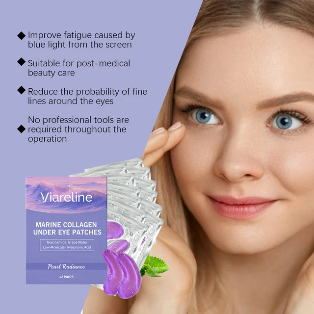 Collagen Eye Mask Eliminate Dark Circles Anti Eye Bags Reduce Eye Fine Lines Nourishing Firming Lifting Nicotinamide Eye Patches 6