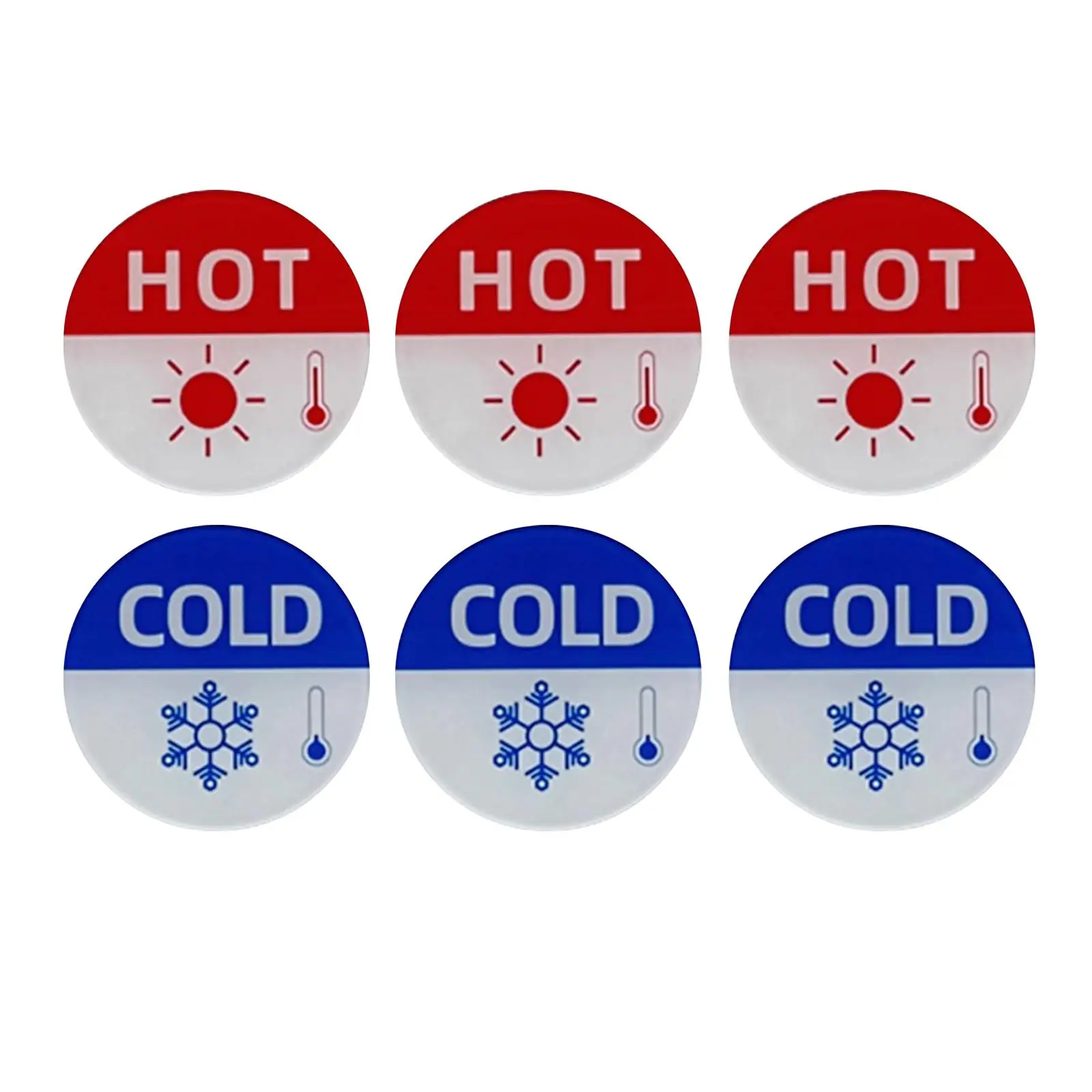 6 Pieces Hot and Cold Signs Durable Hot Cold Label for Sink Bathroom Kichen