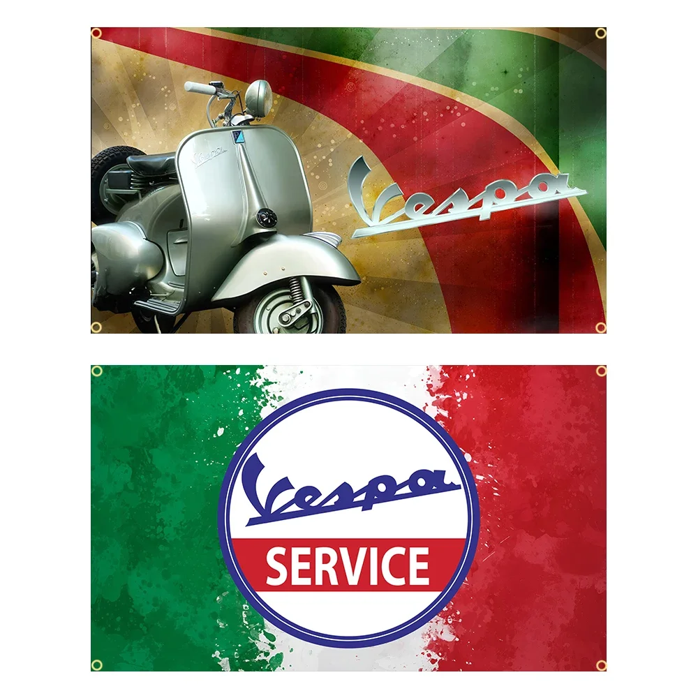 90X150Cm Italia Vespas Service City Motorcycle Flag Poliestere Stampato Auto Banner Garage O Outdoor Per La Decorazione Arazzo