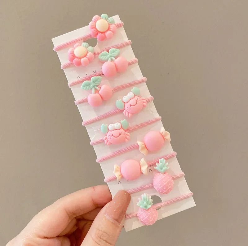 10 Piece/set Elastic Hair Bands For Girls Hair Accessories Children Ties Ring Head Rope Kids Cartoon Rubber Bands
