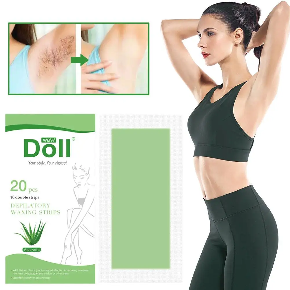 

20PCS Professional Hair Removal Wax Strips For Summer Depilation Double Sided Non Woven Depilatory Paper For Leg Body Face