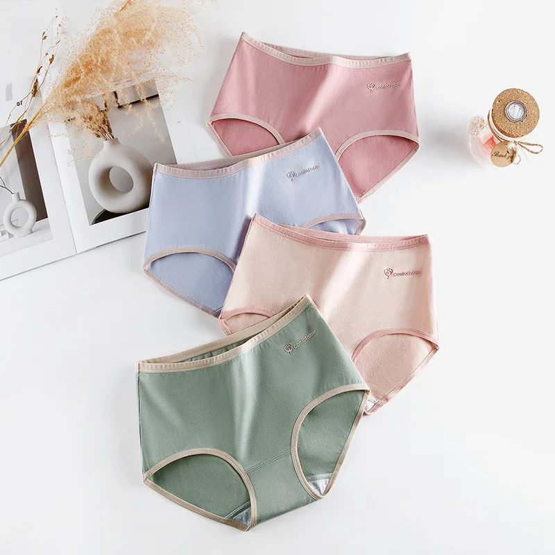 

Хлопковое антибактериальное женское нижнее белье со средней талией, хлопковое антибактериальное треугольное нижнее белье с принтом