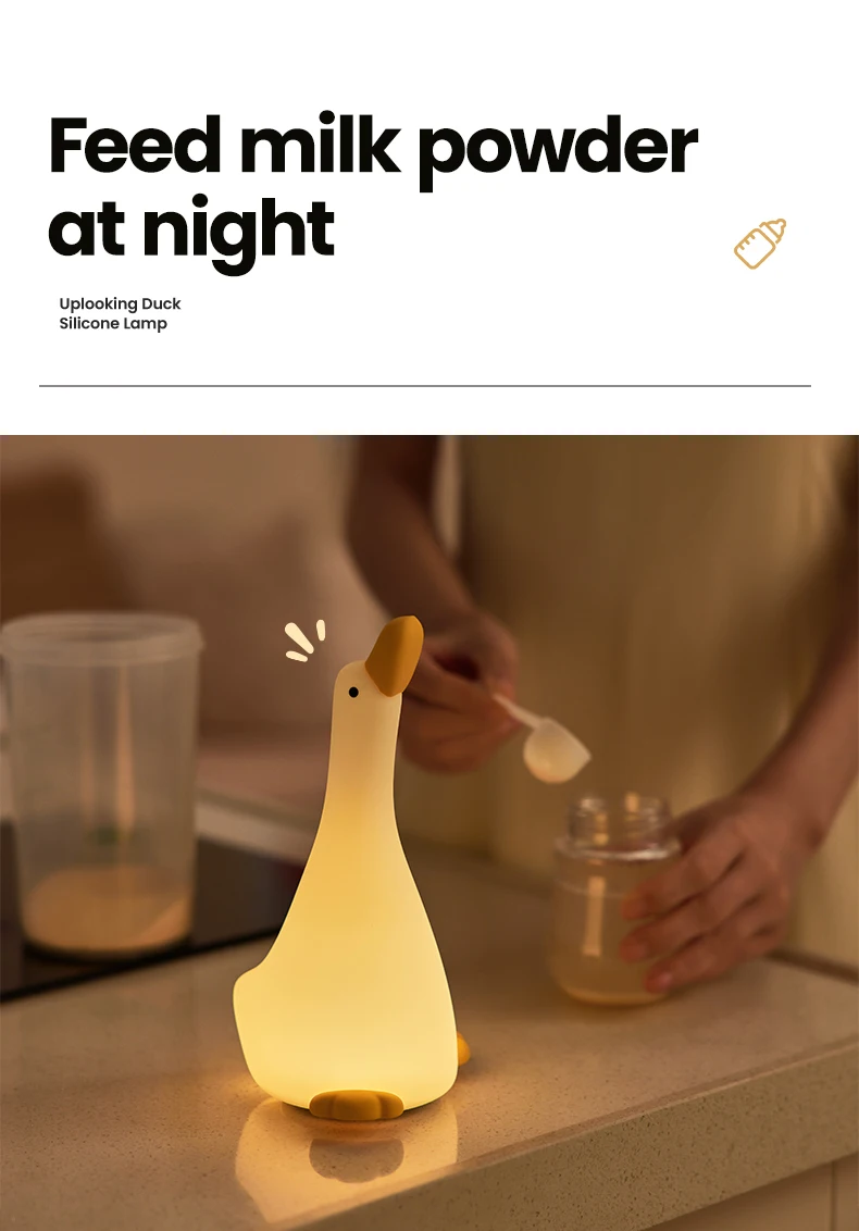 Description Picture 6 of itemD2 LED Night Light Cute Duck Silicone Lamp USB Rechargeable Timing Bedside Room Decor Nightlights Dimming Touch Lamp Kids Gifts