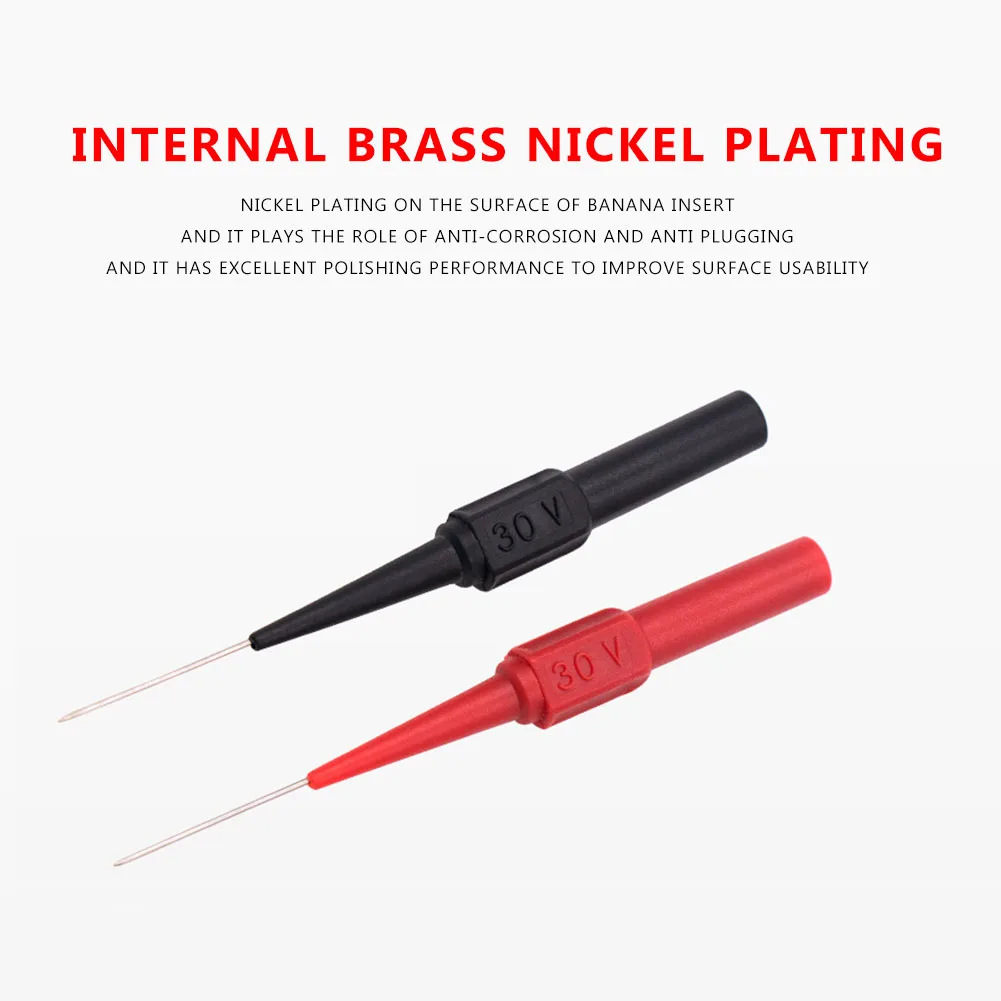 2Pcs Insulation Piercing Needles Non-Destructive Multimeter Test Probes Red/Black Nylon Needles for Banana Plug