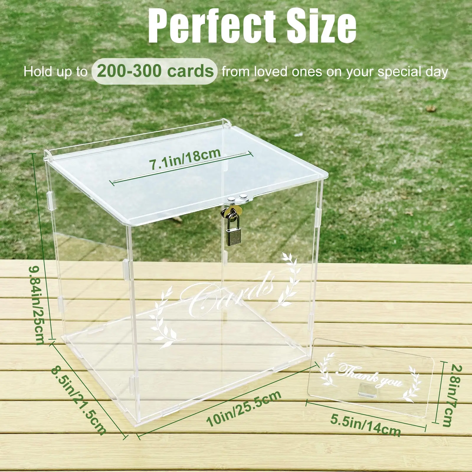 OurWarm wedding card box for wedding reception clear card box with lock gift money holder for reception anniversary