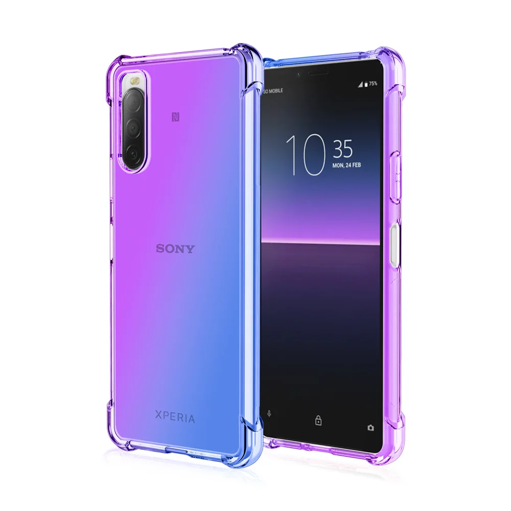 Фото Противоударный чехол-подушка для Sony Xperia 5 V IV 10 1 III II Ace 8, силиконовый чехол из ТПУ с градиентом, противоударный чехол с четырьмя углами №2