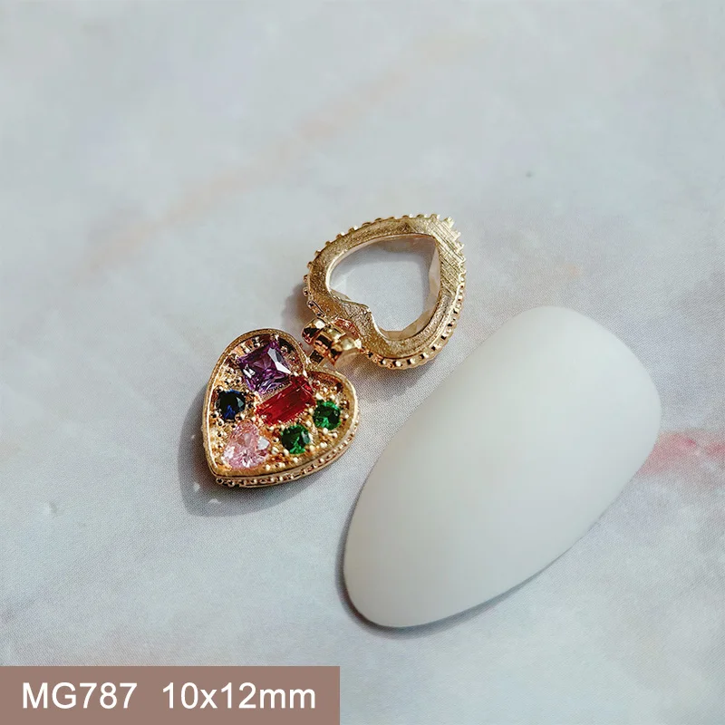 10pcs 발렌타인 데이 러브 하트 선원 문 네일 아트 부품 지르콘 크리스탈 매니큐어 손톱 Accesorios 용품 장식 매력