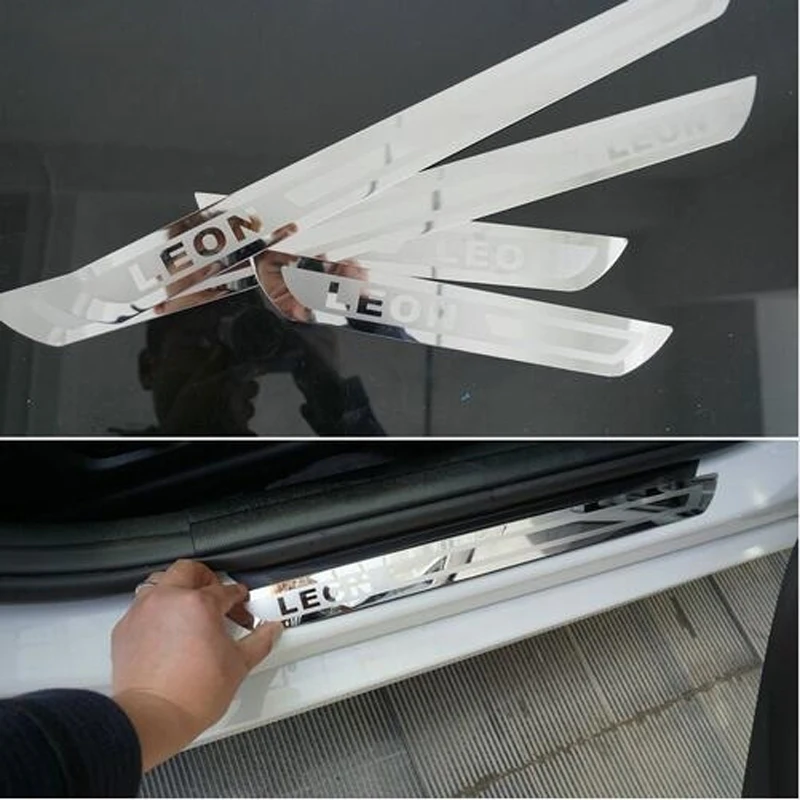 

car styling Stainless Steel Side Door Scuff Plate fit For SEAT LEON CUPRA MK2 MK3 FR ST 2010-2018 auto accessories automobiles