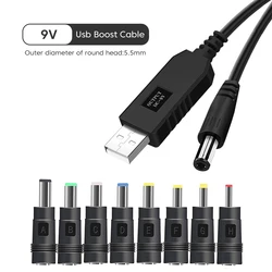 Universal USB to DC Power Boost Converter Cable with 8 Adapters - 5V to 12V Charging Solution (9V and 8heads)