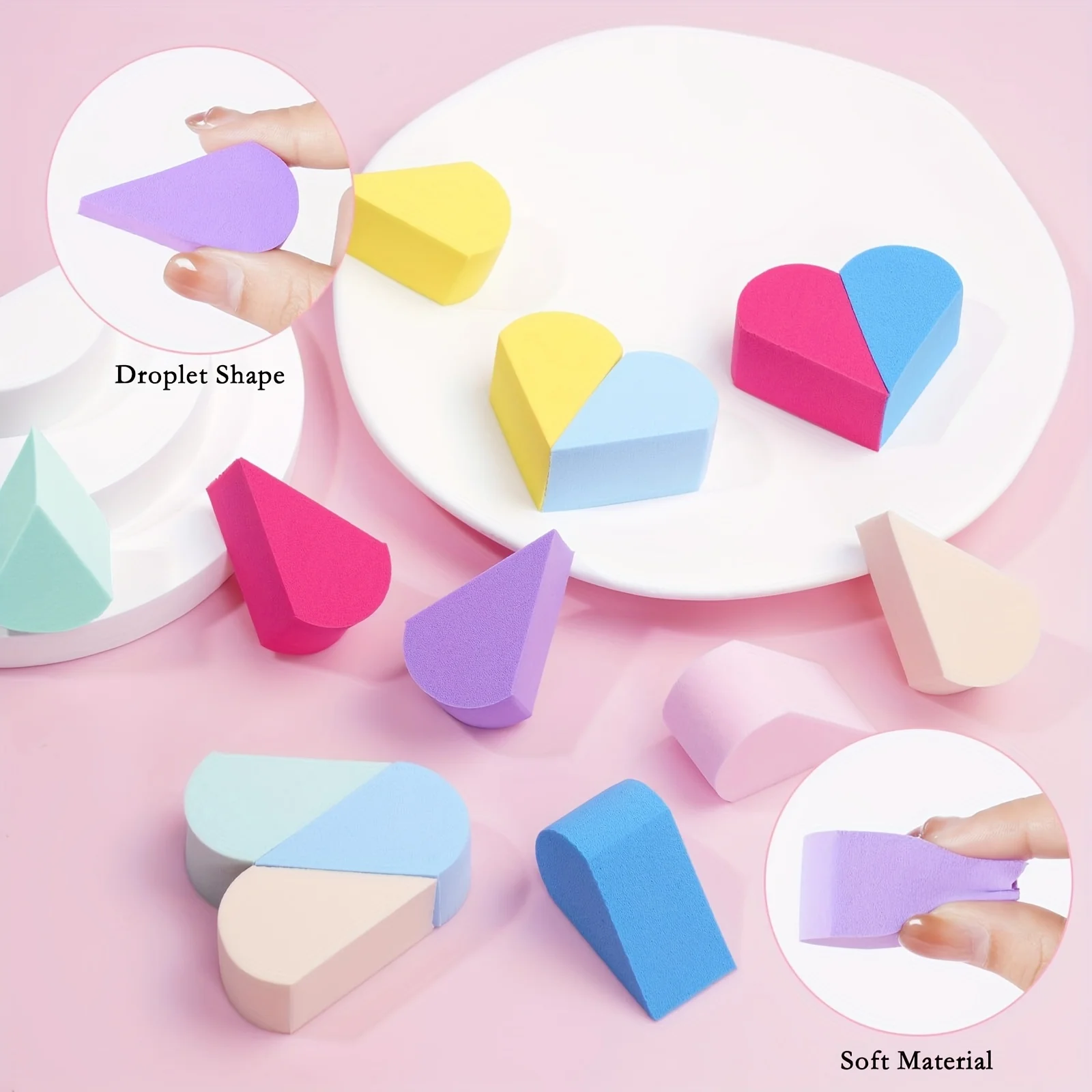 8Pcs Petal Makeup Sponges - Random Color for Foundation/Concealer | Soft Reusable Hypoallergenic Cosmetic Tools