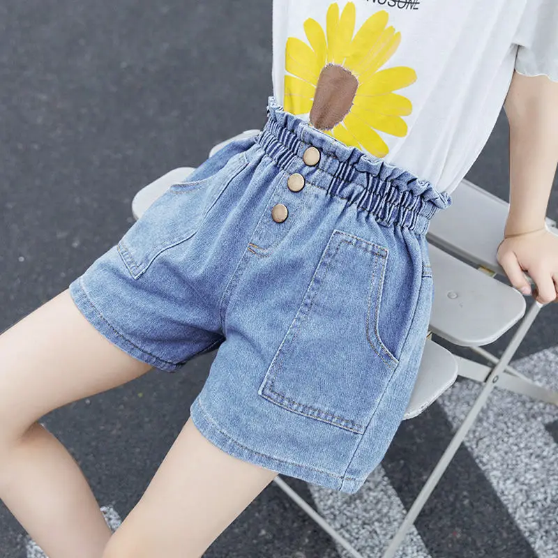 Girls Summer Jeans Heart Pattern Girls Short Jeans Newest Kid Jeans Casual Style Children Clothes 4 6 8 10 12 14 Years