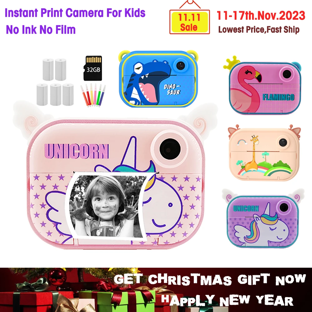 Digital Camera Kids Instant Print Camera 2.4 Inch 1080P HD For Girls Boys