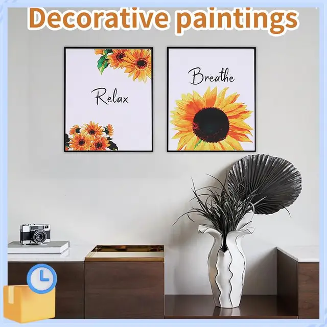 Popular 6 Pieces Sunflower Bathroom Decor Relax Soak Unwind Wall Painting Art Women Girls College Living Room Bathroom Nursery 3