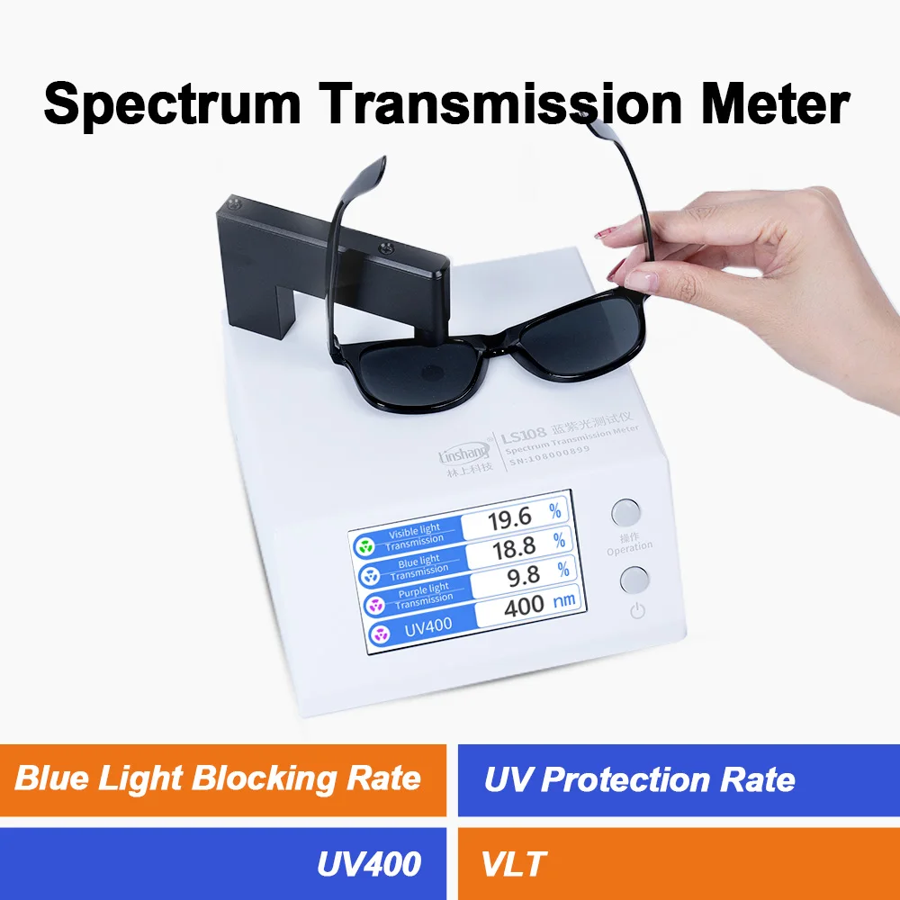 Spectrum Transmission Meter LS108 430nm Blue Light 395nm Purple Light VLT and UV400 Anti-blue Glasses 1mm Test Aperture
