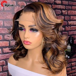 Highlight Wig Human Hair Short Bob Wigs For Women Colored Human Hair Wigs Brazilian Pre Plucked 13x4 Body Wave Lace Front Wig
