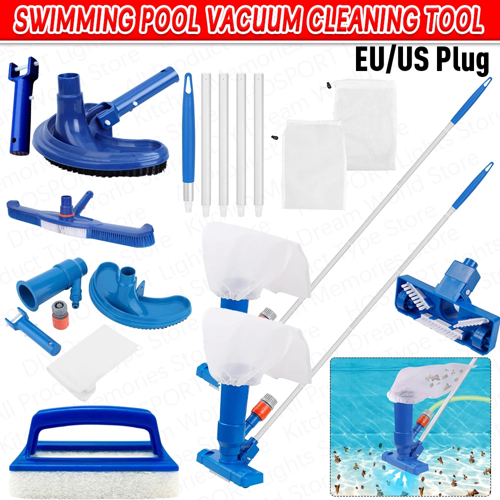 Swimming Pool Vacuum Cleaning Tool Pool Vacuum Cleaner Set for Spring Outdoor Cleaning Skimmer Brush Tool with EU US Plug pool cleaning tool swimming pool cleaning kit pool cleaning brush