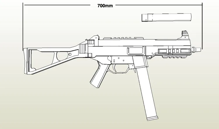 1:1 UMP Assault Rifle 3D Paper Model Gun DIY Handmade Papercraft Toy