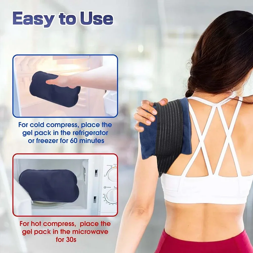 Gel Ice Packs With Elastic Strap Adjustable Wrap Hot Cold Compress Gel Packs For Shoulder Back Knee Neck Ankle