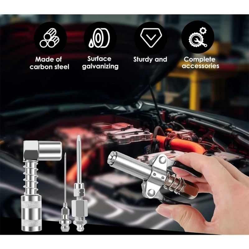 New Grease Guns Needle Nozzle 90 Degree Lubrication Tool for Hard to Reach Fittings