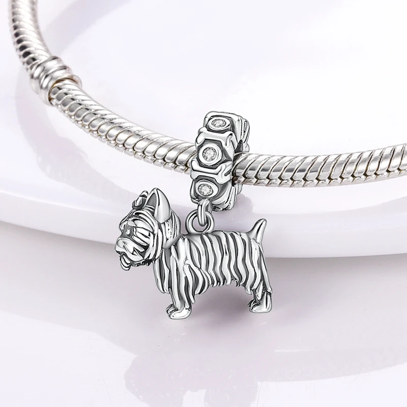 Fit Original 925 Sterling Silver Charms Beads Puppy Heart Bow Silver Charms For Bracelet Pendant Women Jewelry Gifts 4