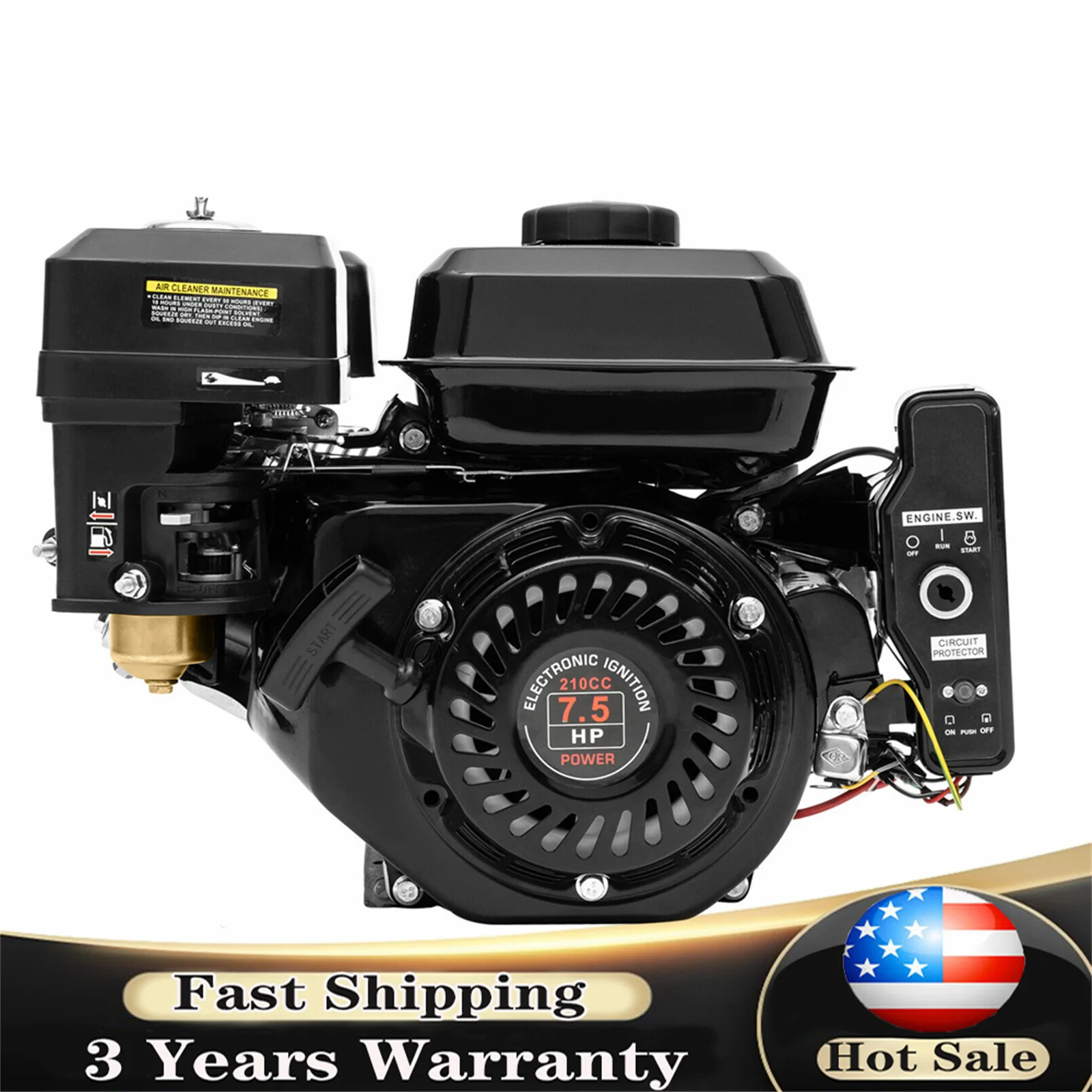 4-Stroke 7.5HP Electric Start Go Kart Gasolina Log Splitter Gas Engine Motor Power 212CC Karting Accessories