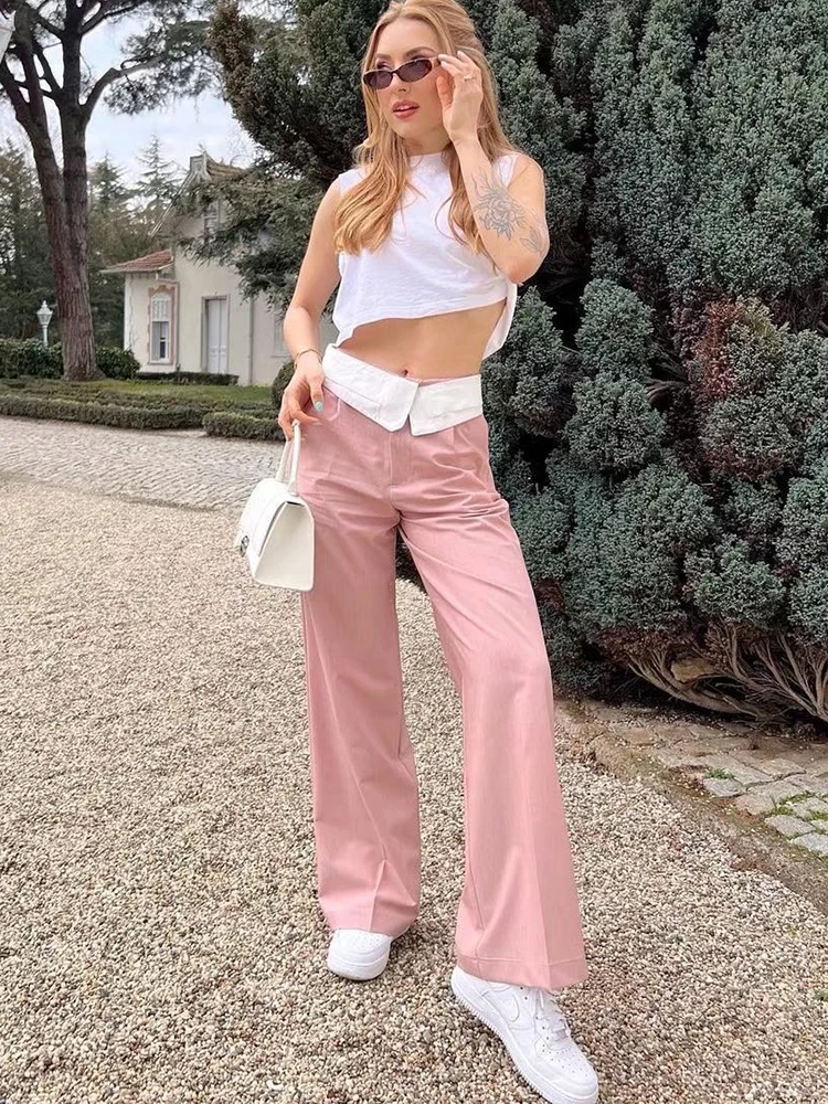 KBAT Women 2022 Spring Fashion Casual Wide Leg Pant Female High Waist Streetwear Woman Trousers Elegant Korean Clothing capri clothing