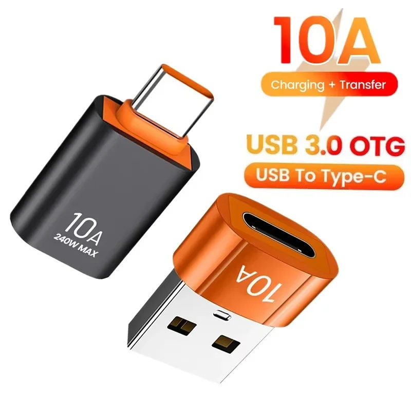 10A USB-A-auf-USB-C-OTG-Adapter, Typ-C-auf-USB-3.0-Konverter, USB-3.0-Adapter, USB-auf-Typ-C-OTG-Anschluss für Handys, Laptops, MacBooks