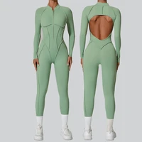 Women's tracksuit Gym Workout Sports clothes outfit zipper Jumpsuit Yoga Fitness overalls Set open Back Bodysuits suit for women - Image 3
