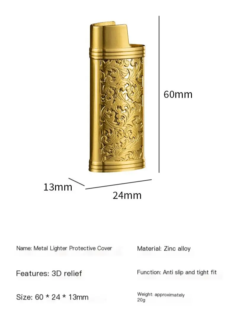 Zinc Alloy Lighter Cover For Bic J5 J25 Disposable Mini Retro Lighter Cover With Noble Pattern