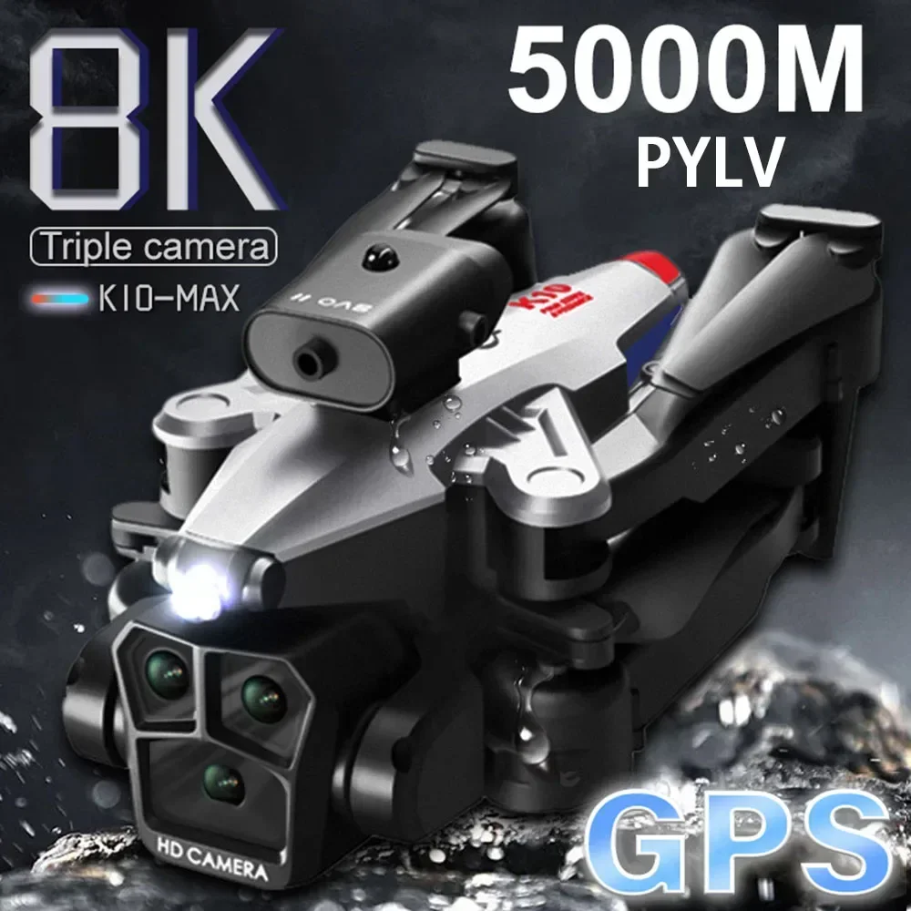 

PYLV New K10 Max Drone Professional Aerial Photography Aircraft Three-Camera Obstacle Avoidance Foldable Quadcopter Toy Gift