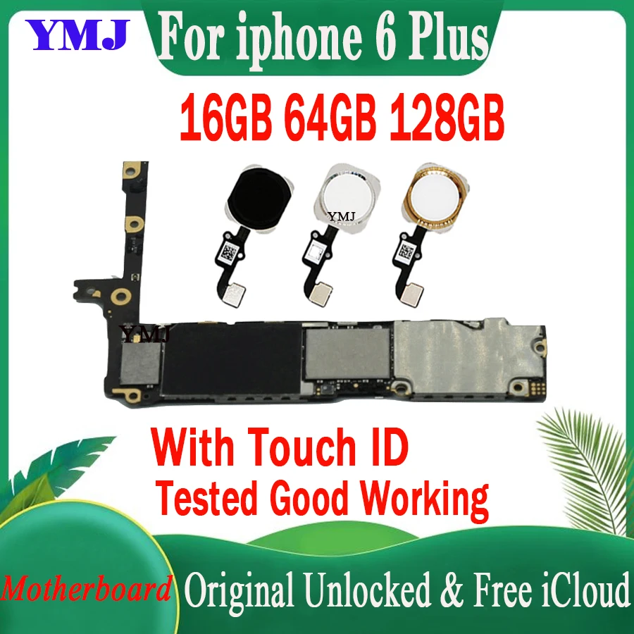 16Gb 64Gb 128Gb Per Scheda Madre Iphone 6 Plus Con/No Touch Id Scheda Logica Dell'Impronta Digitale Scheda Madre Originale Sbloccata Senza Account Id