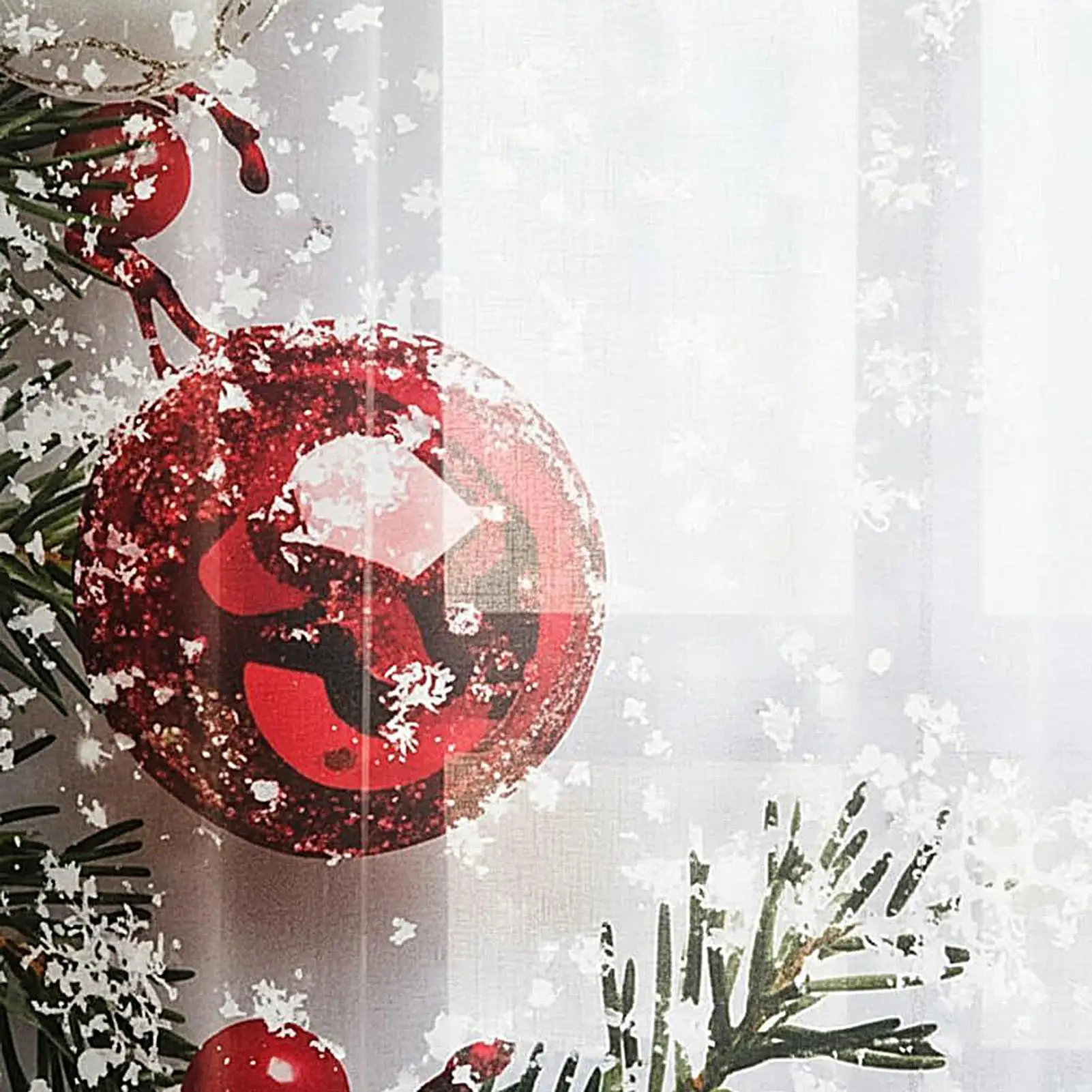 Christmas Drapes For Living Room 2 Pieces Christmas Ball Print Window Cover 2D Flat Printed Decorative Drapes With Snowflake And