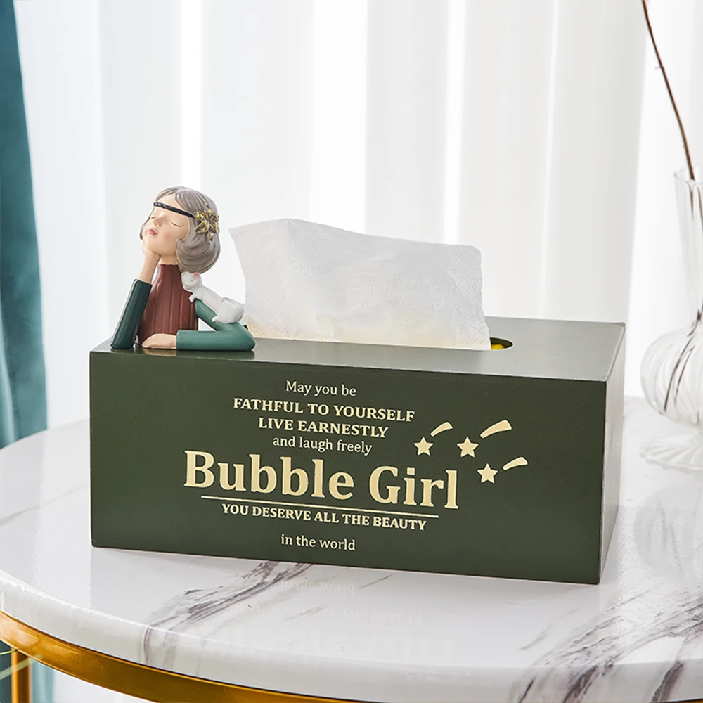

Creative Home Decor Girl Tissue Box Practical Wooden Tissue Box Holder Napkin Holder Living Room Table Girl Bedroom Decoration