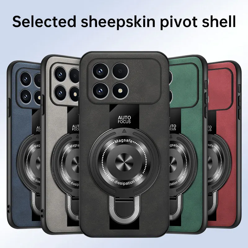 Luxury Silicone Sheepskin Leather Shockproof Back Cover with Magnetic Ring Holder