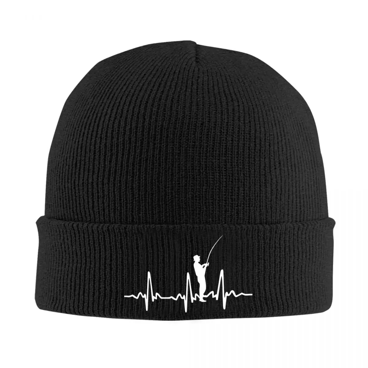 Fisherman Heartbeat Fishing Decal Knitted Bonnet Caps Fashion Keep Warm Hats