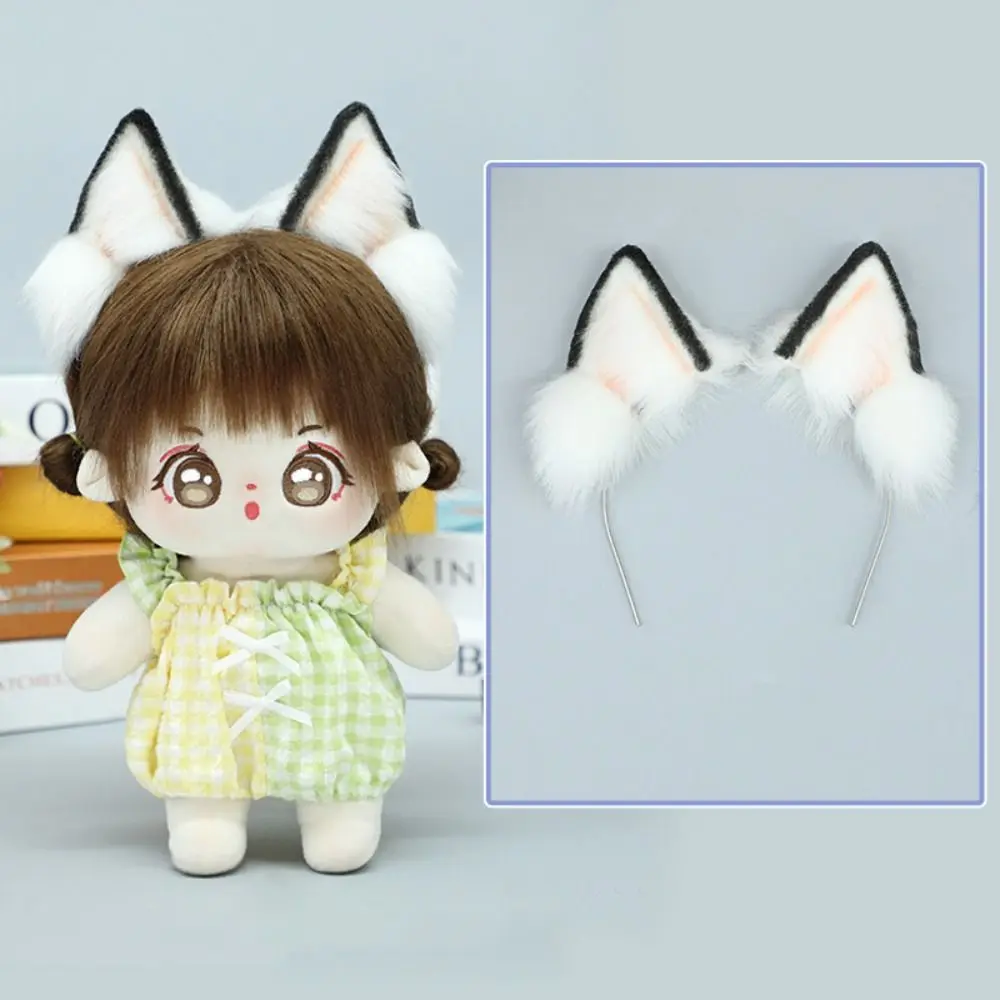 Cute Hairband 20cm Headwear Ear Black White Cat Wolf Ears Idol Headwear Cat Ear Tails Soft Headwear for Cotton Girl Gift